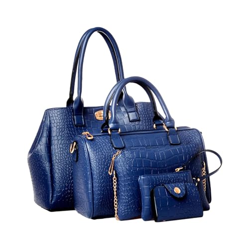 LOVIVER Set mit 5 Schultertaschen, Münzbörse, Damen-PU-Handtaschen-Set, stilvoll, hochwertig, bequem, handlich, praktisch, Kettentasche, Kartenhalter, Blau von LOVIVER