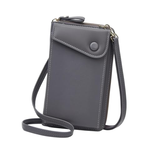LOVIVER Small Crossbody Bag Leichtes PU Reißverschluss vielseitiger Mode Telefon Geldbeutel, Dunkelgrau von LOVIVER
