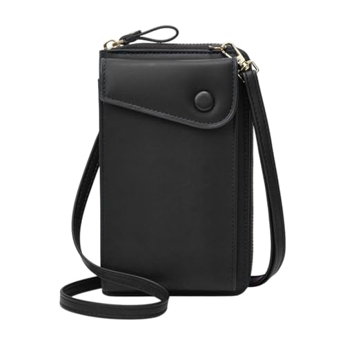 LOVIVER Small Crossbody Bag Leichtes PU Reißverschluss vielseitiger Mode Telefon Geldbeutel, Schwarz von LOVIVER