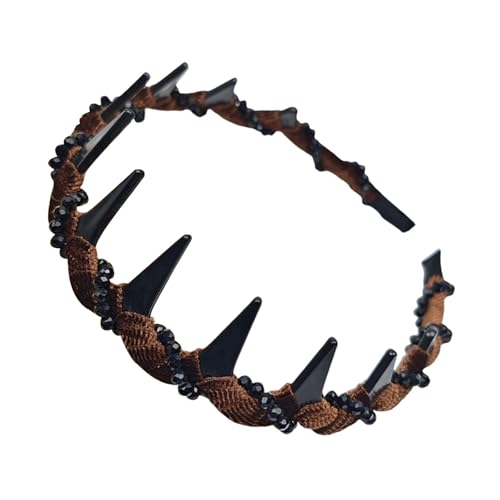 LOVIVER Stirnband Klassischer 90er Jahre Haarschmuck mit Zahndeko Haarreif, Kaffee von LOVIVER