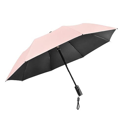 LOVIVER Taschenschirm, Reiseschirm, wasserabweisend, kompakter Regenschirm, tragbar, Sonnenschutz, Regenschirm mit Ventilator für Outdoor-Wanderungen, ROSA von LOVIVER