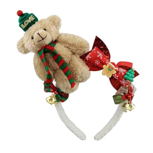 LOVIVER Weihnachtsbär Stirnband Haare für Performance -Rollenspiele Karneval Geburtstag, Khaki Weiß von LOVIVER
