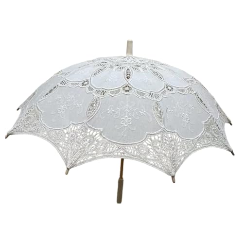 LOVIVER Weißer Spitzen-Sonnenschirm für Damen, Romantisches Retro-Design, Damen-Regenschirm, Braut-Regenschirm für Foto-Requisiten, Hochzeit, Cosplay, von LOVIVER