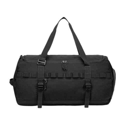 Sporttasche mit Reißverschlusstasche vorne Großer Sportrucksack Outdoor-Pack für Camping Geschenk Übernachtung Frauen Weekender, Schwarz von LOVIVER