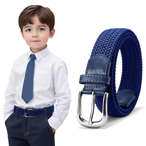 Kinder Gürtel Elastisch Elastischer Jungen Mädchen Ohne Schnalle 1 Stück, Stretch Gürtel Unisex Flechtgürtel Stretch Stoffgürtel Easy Clasp für Hosen Jeans (Blau, 65cm Fit Taillengröße 40-50cm) von LOVMEAD