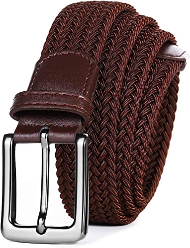 LOVMEAD Elastischer Gürtel Stretchgürtel Geflochten Herren Damen Wert 1 2 Stück, Golf Stoffgürtel Flechtgürtel Dehnbarer (1 Stück -Kaffe, 125cm/42’’-46’’ für Taillengröße) von LOVMEAD