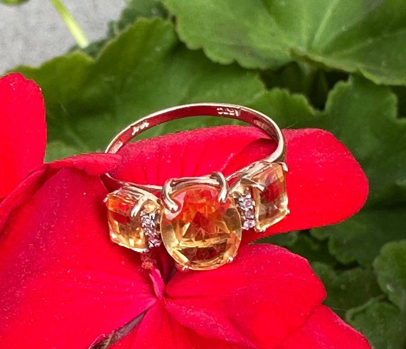 10K Massiv Gelbgold Cocktail Ring Verlobung Geburtstag Geschenk Mit Stein 3 Steine Diamant Dame Freundschaft Größe 8 von LOVNTG
