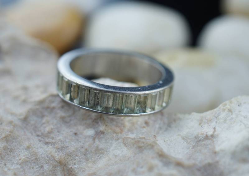 6 1/4 Vintage 925 Sterling Silber Ring Größe Verlobung Hochzeit Braut Cz Band Art Deco Schmuck 163 von LOVNTG