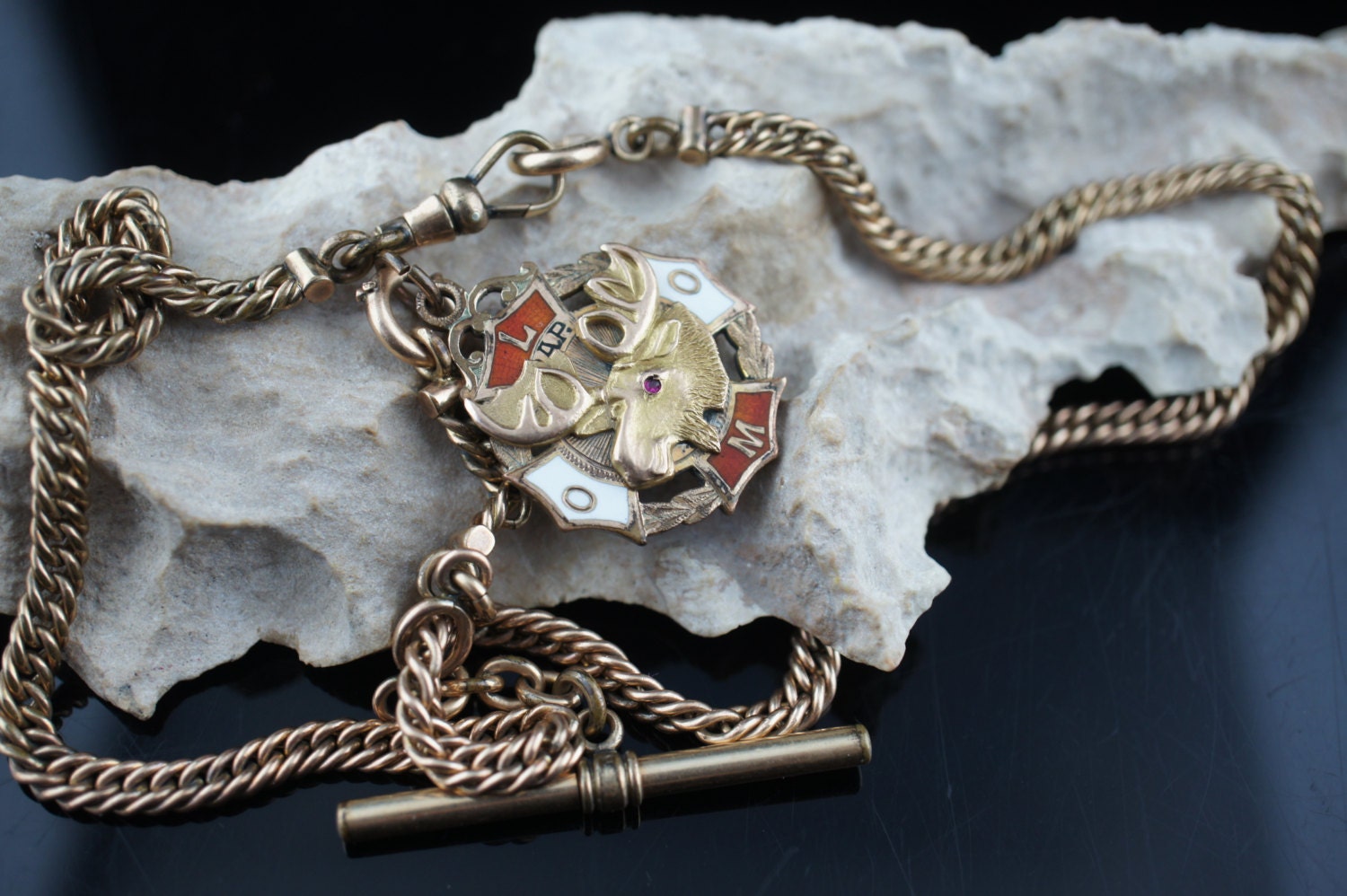 9 K Solid Gold Elch Auf E H Wil Del 184 Fob Hügelzug Pocket Watch Weizen Designer Stil Feld Mantel Ausgefallene Halskette Mit Anhänger P-184 von LOVNTG