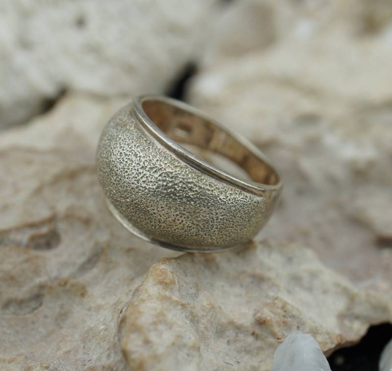 925 Ring Vintage Gehämmert Design Schmuck Sterling Silber Hochzeit Brautring Größe 7 3/4 St642 von LOVNTG