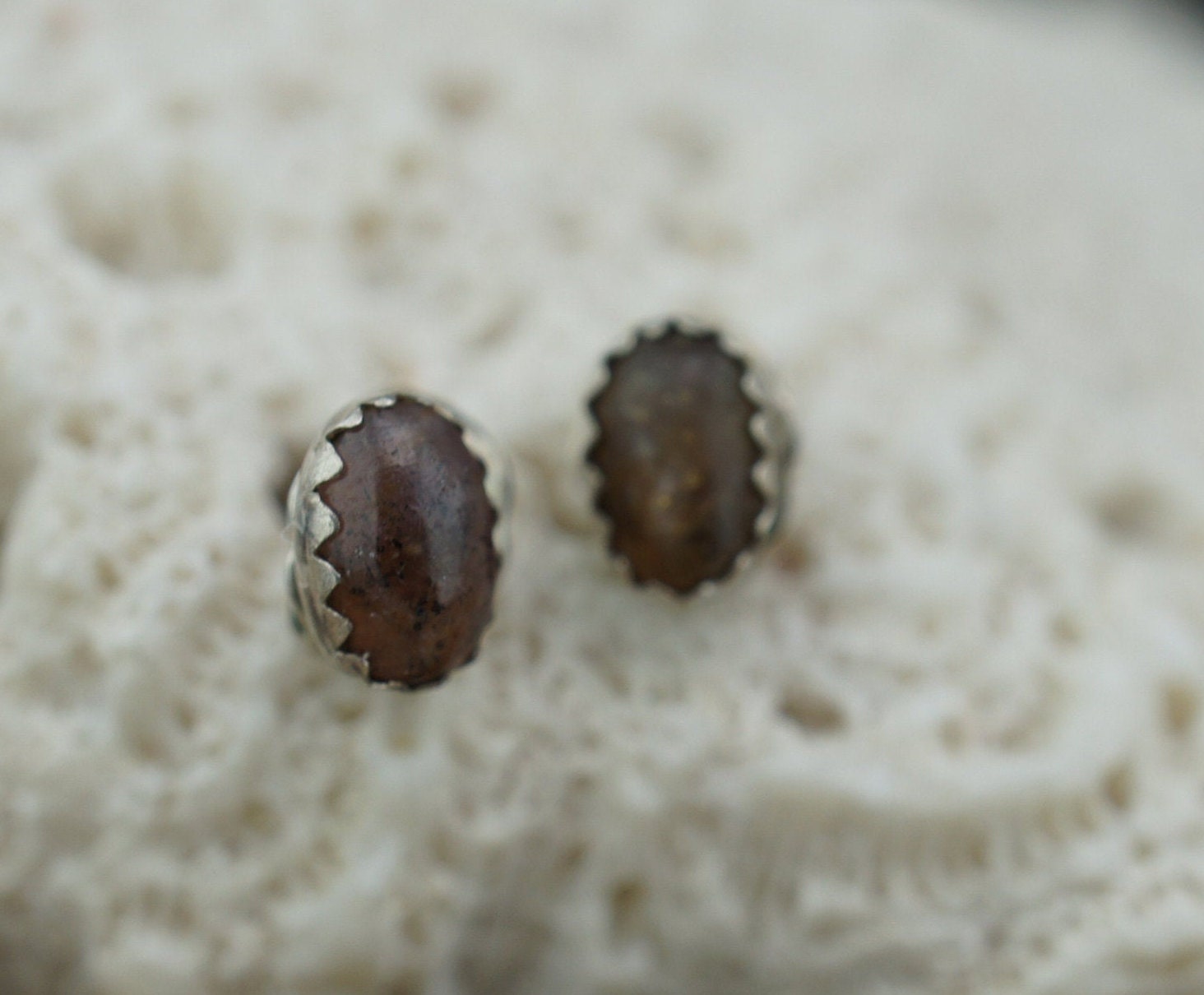 925 Sterling Silber Bolt Ohrstecker Oval Hell Braun Stein Mode Ohrringe Erwachsene Kind Baby St961 von LOVNTG