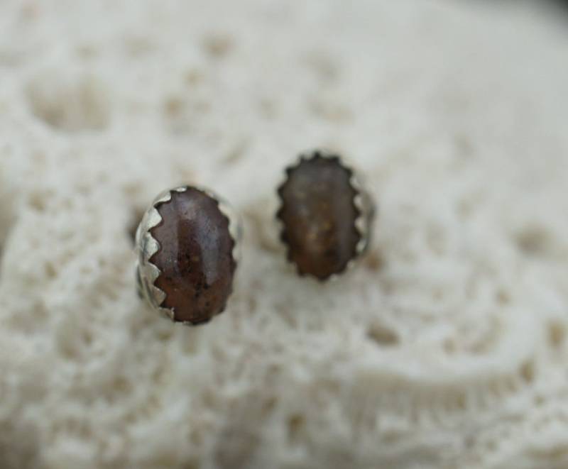 925 Sterling Silber Bolt Ohrstecker Oval Hell Braun Stein Mode Ohrringe Erwachsene Kind Baby St961 von LOVNTG