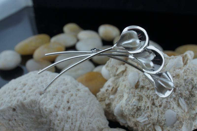 925 Sterling Silber Schmuck Vintage Blumenstrauß Circa Pin Brosche Art Deco St270 von LOVNTG