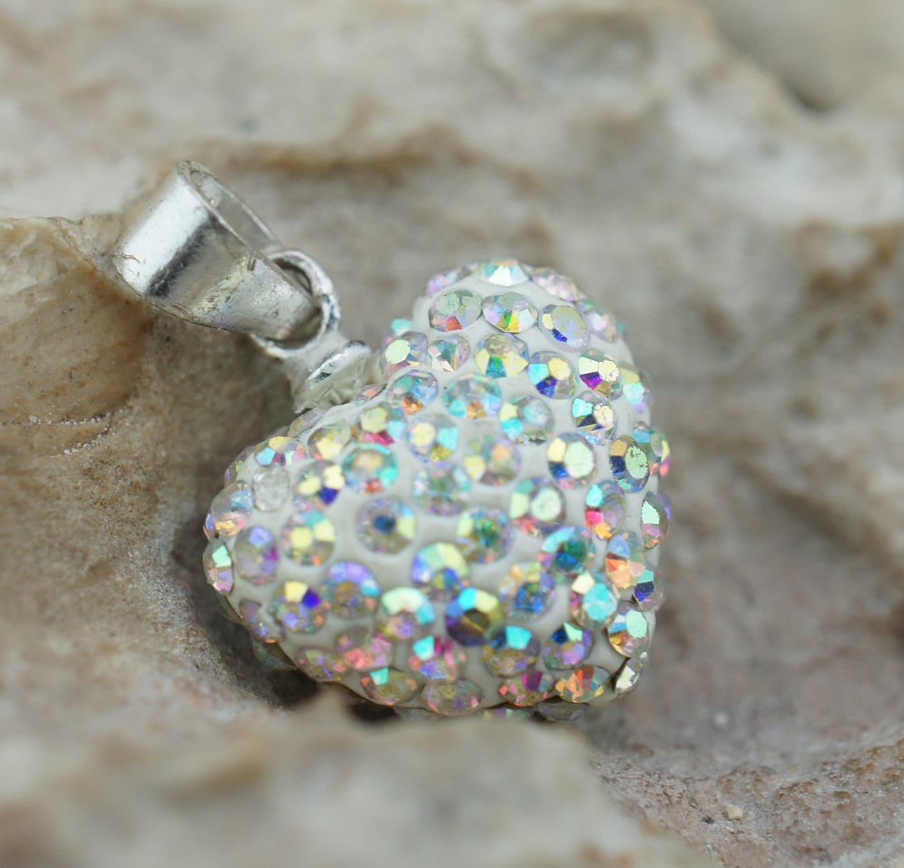 925 Sterlingsilber Thailand Anhänger Herz Cz Brillanten Faux Diamant Art Deco Schmuck Vintage Halskette Kette Modernist St855 von LOVNTG