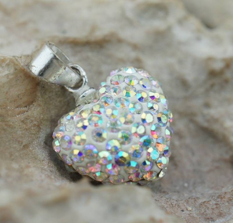 925 Sterlingsilber Thailand Anhänger Herz Cz Brillanten Faux Diamant Art Deco Schmuck Vintage Halskette Kette Modernist St855 von LOVNTG