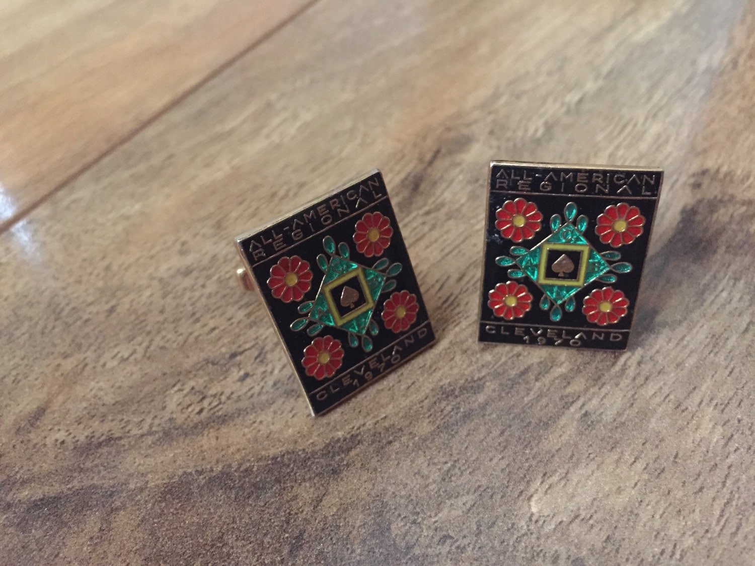 All American Cleveland 1970 Manschettenknöpfe Set Floral A C B L Acbl Sammlerstück M-005 von LOVNTG