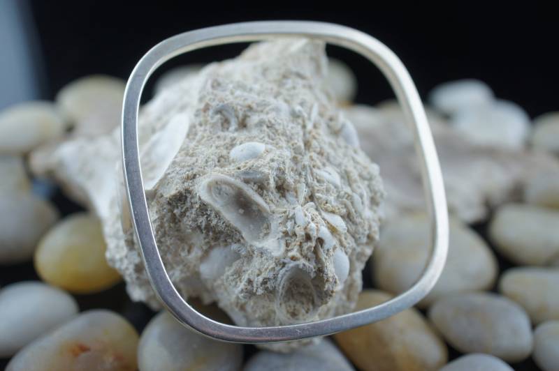 Armband Armreif 925 Sterling Silber Vintage Armspange Massiv Modern Art Modernist Quadrat St350 von LOVNTG