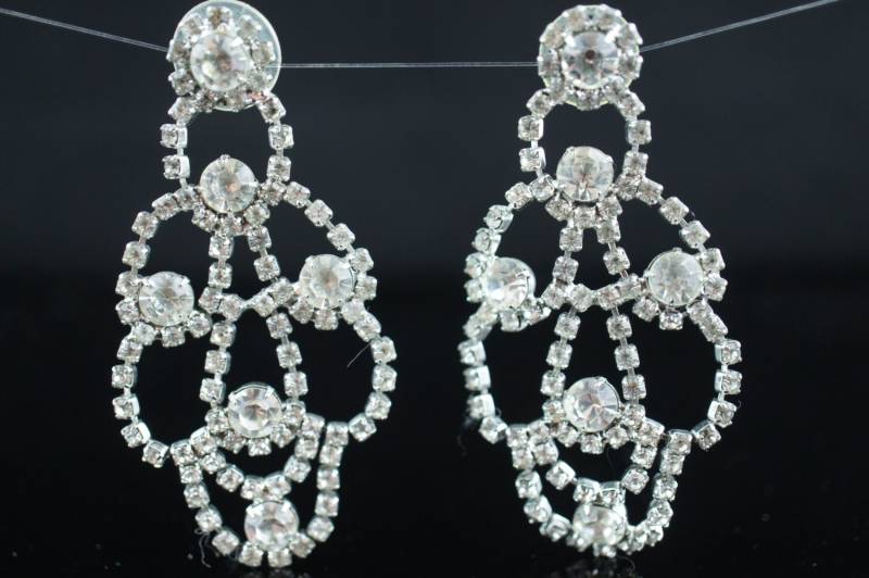 Art Deco Schmuck Braut Strass Cz Lange Ohrringe Hochzeit Kristall Ohrstecker Rund Minimalistisch Modernist Graceful U101 von LOVNTG