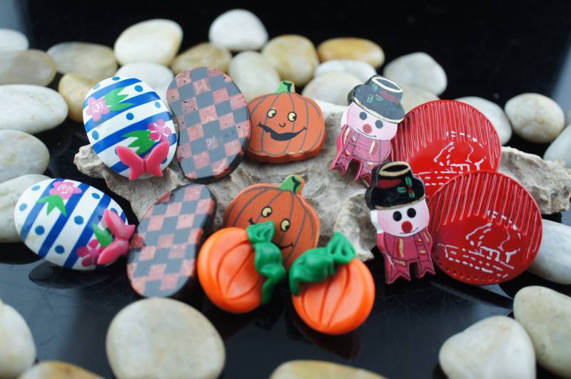 Art Deco Vintage Ohrringe Ohrstecker Scheibe Baby Kind Kürbis Schmetterling Schneemann 6Er Set Orange Rot Blau Grün Sa117 Cc18 von LOVNTG