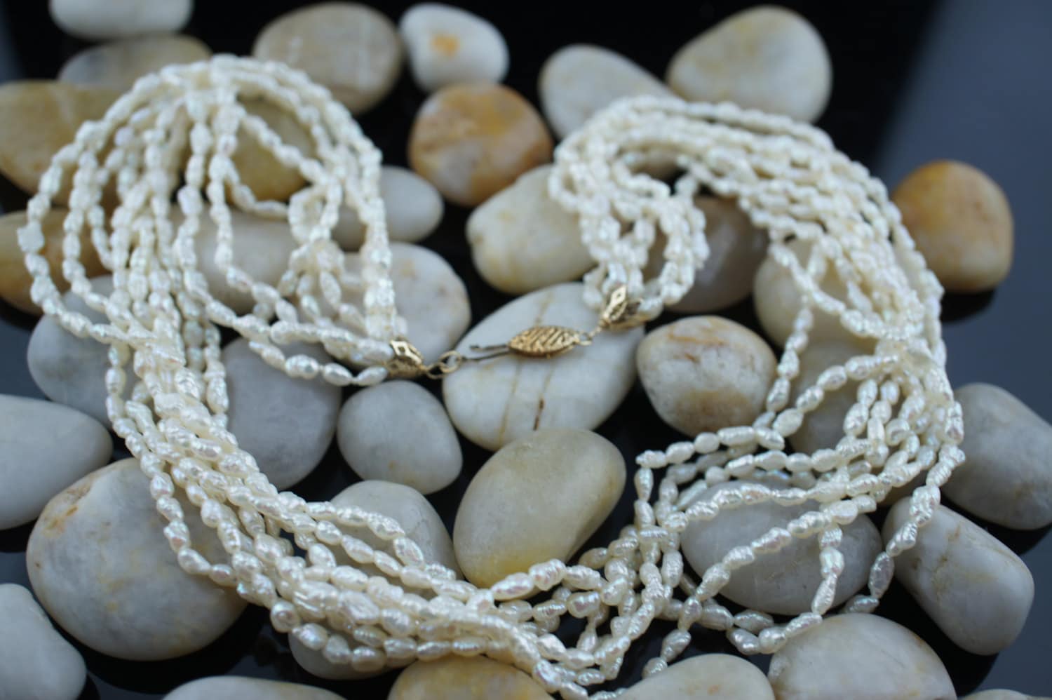 Atemberaubende 14K Edelsteine Gold Und Perlen Halskette Vintage Kunst Lange Multi Ausrichtung Süßwasser Verschluss Mutter Des Natürlichen I.p.s A von LOVNTG