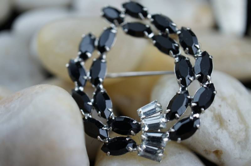 Bdavid B David Designer Art Deco Schmuck Blumen Brosche Strass Silber Schwarz Kristall Böhmen Glas Cz U011 von LOVNTG