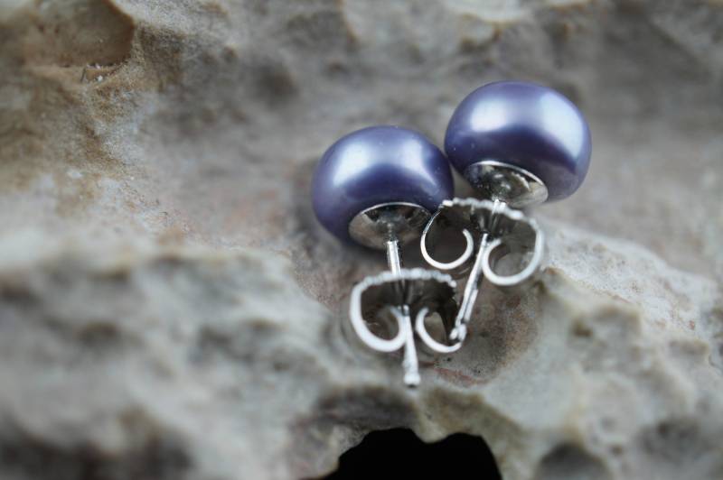 Bolt Ohrstecker 925 Sterling Silber Mit Violetten Naturperle Süßwassermutter Mode Ohrringe Erwachsene Kind Baby 1/4 "'bb61 von LOVNTG