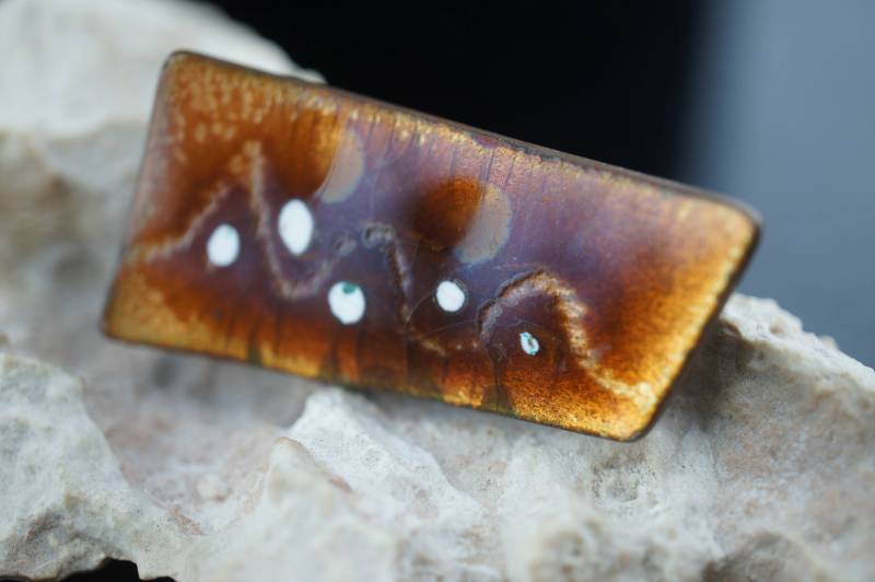 Colby Handgemachte Brosche Vintage Art Deco Schmuck Viereckig Rechteckig Rund Minimalistisch Modernist Anmut Pin Kupfer Sa40 von LOVNTG