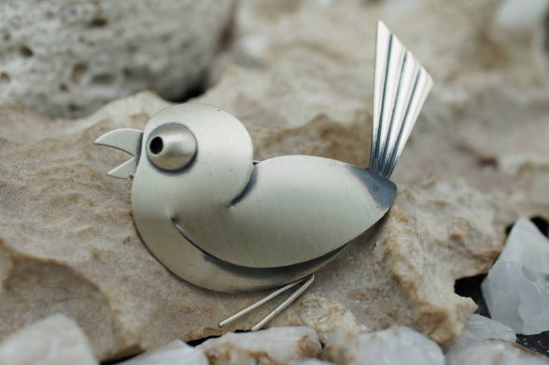 Elegante Serling Silber 925 Beau Circa Minimalist Modernist Brosche Anstecknadel Vintage Deco Art Schmuck St557 von LOVNTG