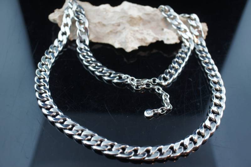 Halskette Kette Ring Im Design Schwer Hart Rock Silber Ton Unisex Modernist Ca. 28'' Lang 3/8'' Breit Schmuck A152 von LOVNTG