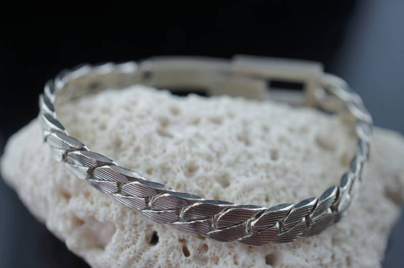 Jb. Robinson Jewelry Vintage Armband Art Deco Schmuck Circa Silber Ton Panzer Design Modernist Breit Cc46 von LOVNTG