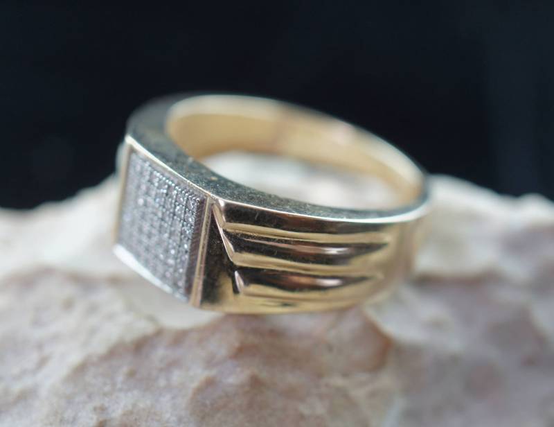 Solid Gold 10K Diamant Vintage Ring Weißgold Band Massiv Schmuck Sammlerstück Größe 10, 5 Hochzeit Braut Verlobung Siegel von LOVNTG