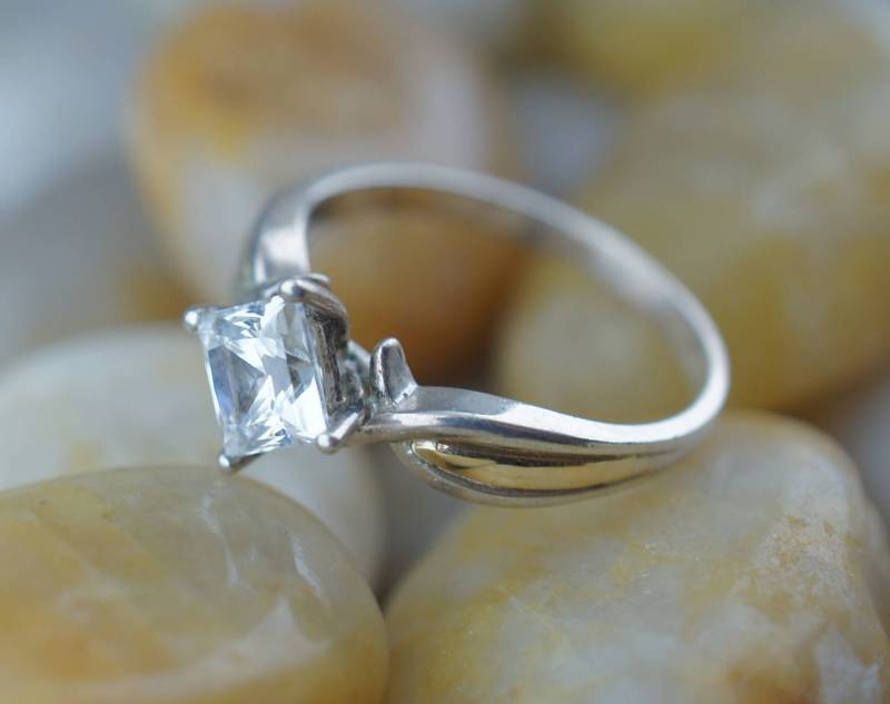 Solid Gold 14K Dq Sterling Silber 925 Cz Vintage Ring Schmuck Sammlerstück Größe 9 Band Cocktail Verlobung Braut Hochzeit D von LOVNTG