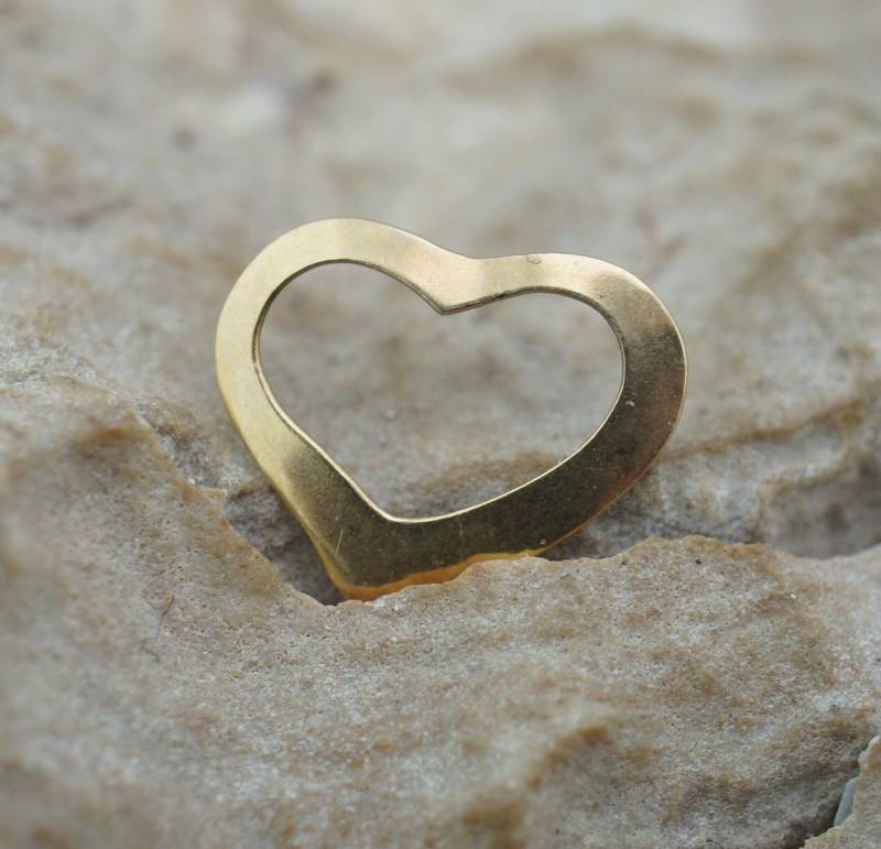 Solid Gold Anhänger 14K Herz Geschenk Gelb Massiv Geschnitzt Art Deco Charme Kette Halskette Armband Z von LOVNTG