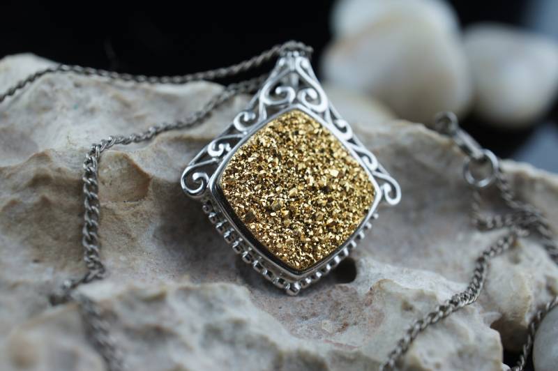 Sterling 925 China Vintage Eleganter Art Deco Silber Ring Im Design Halskette Anhänger Signiert Gold Cz Minimalistisch Modernist Graceful St319 von LOVNTG