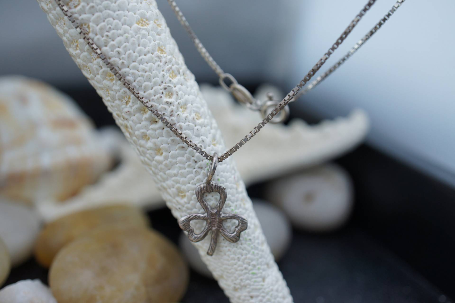 Sterling Silber 925 Ggs Kette Halskette Feld Entwurf 23'' Lange Anhänger Klee Kleeblatt Saint Patrick Vintage Schmuck Art Deco Geschenk St705 von LOVNTG