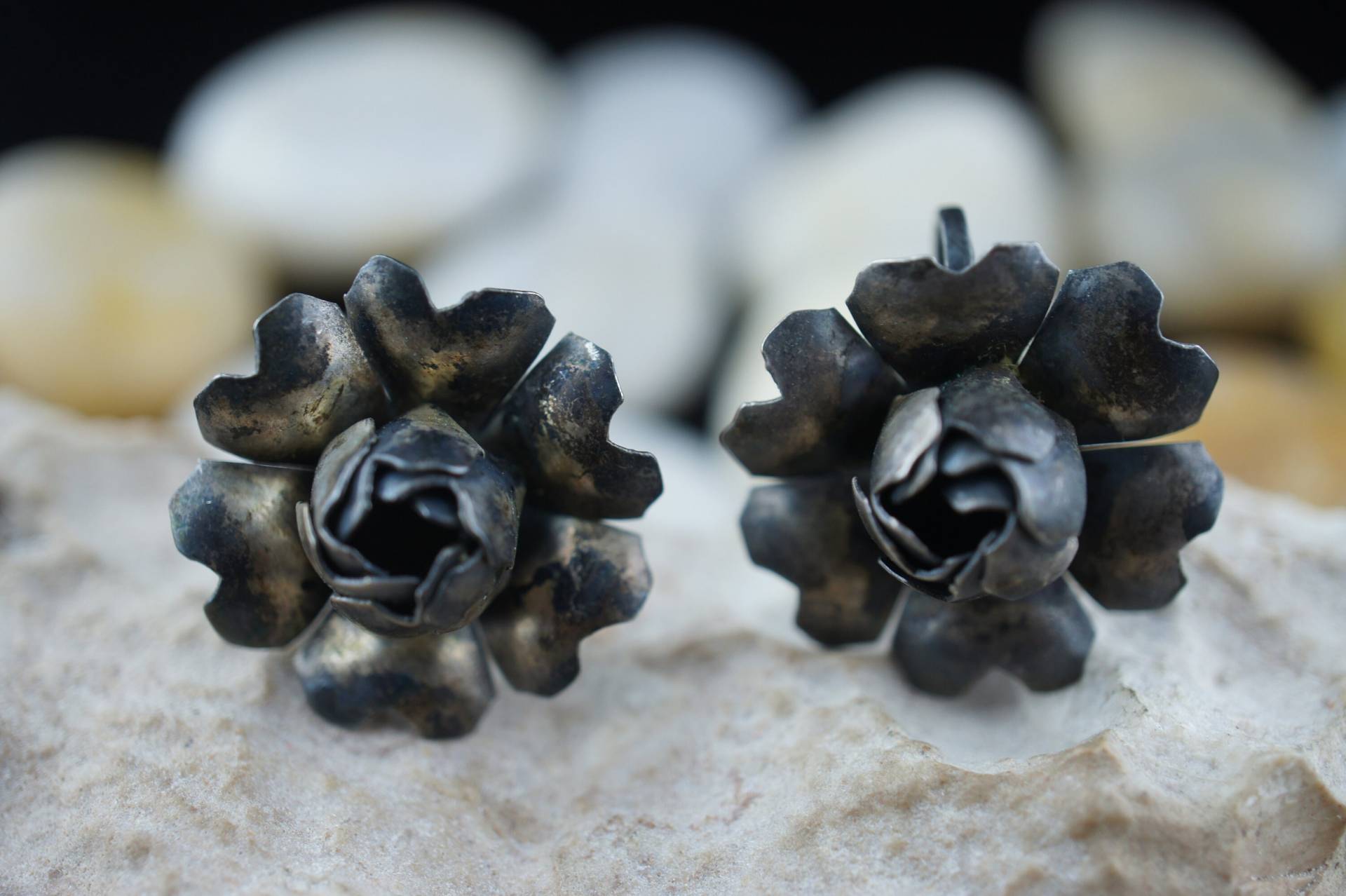 Sterling Silber 925 Schraube Wieder Blume Rose Ohrringe Vintage Schmuck Art Deco Geschenk St 448 von LOVNTG