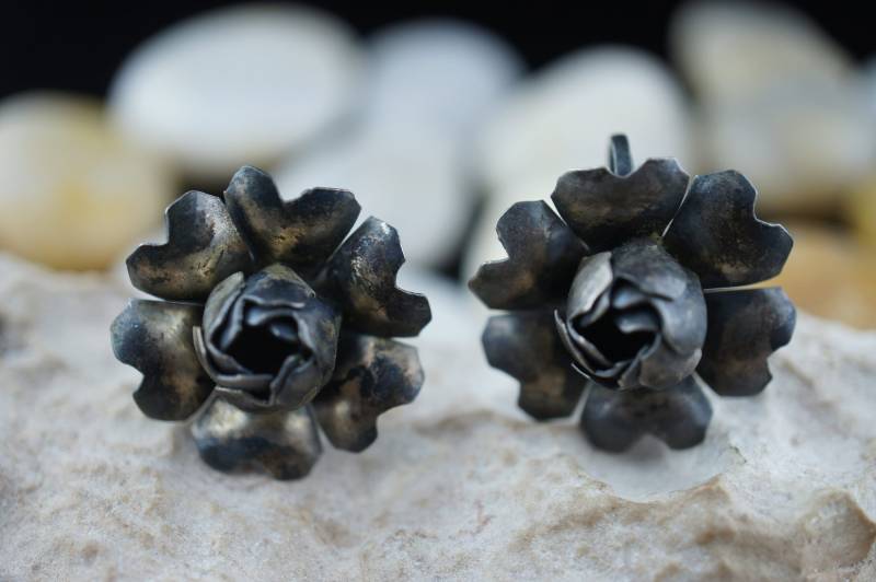 Sterling Silber 925 Schraube Wieder Blume Rose Ohrringe Vintage Schmuck Art Deco Geschenk St 448 von LOVNTG