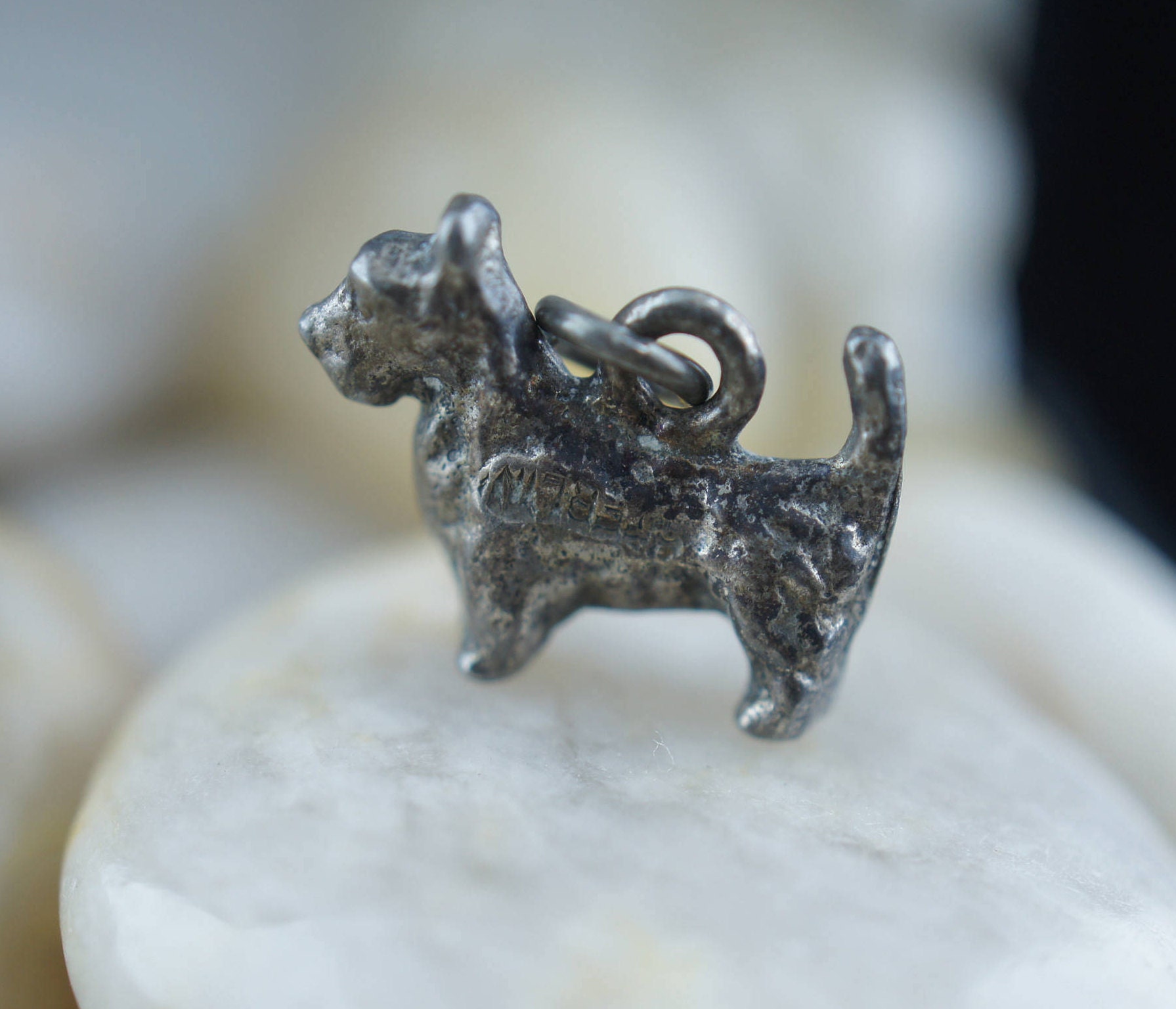 Sterling Silber 925 Vintage Charm Anhänger Hund Kleines Armband Kette Art Deco 3D St103 von LOVNTG