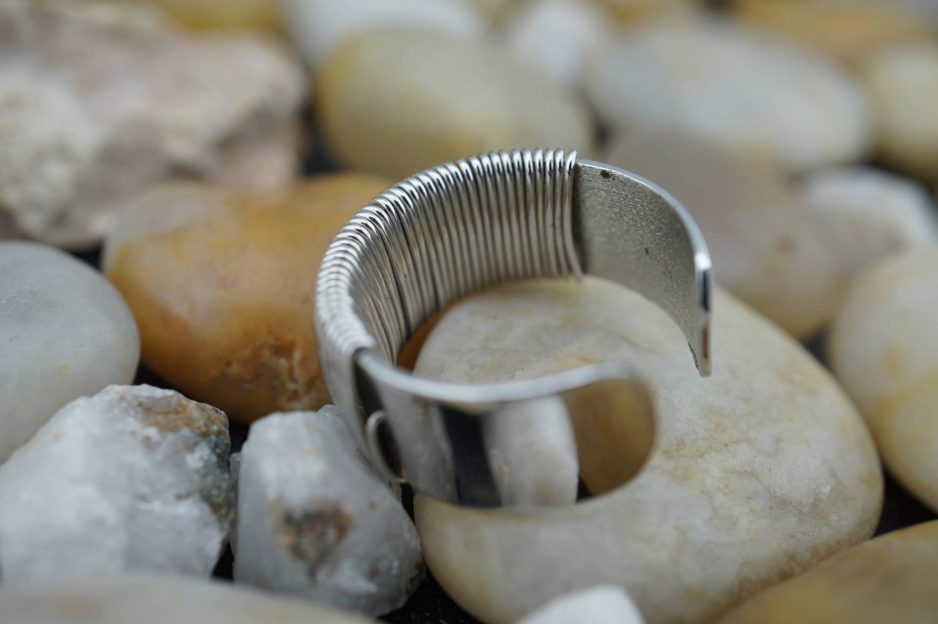 Sterling Silber 925 Vintage Ring Größe 9-10 Band in Draht Gewickelt Cocktail Art Deco Schmuck St751 von LOVNTG