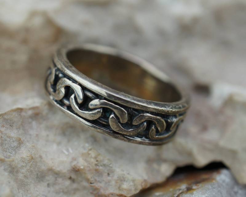 Sterling Silber Band 925 Ring Vintage Größe 7 Schlicht Design Art Deco Schmuck Hochzeit Verlobung St796 von LOVNTG