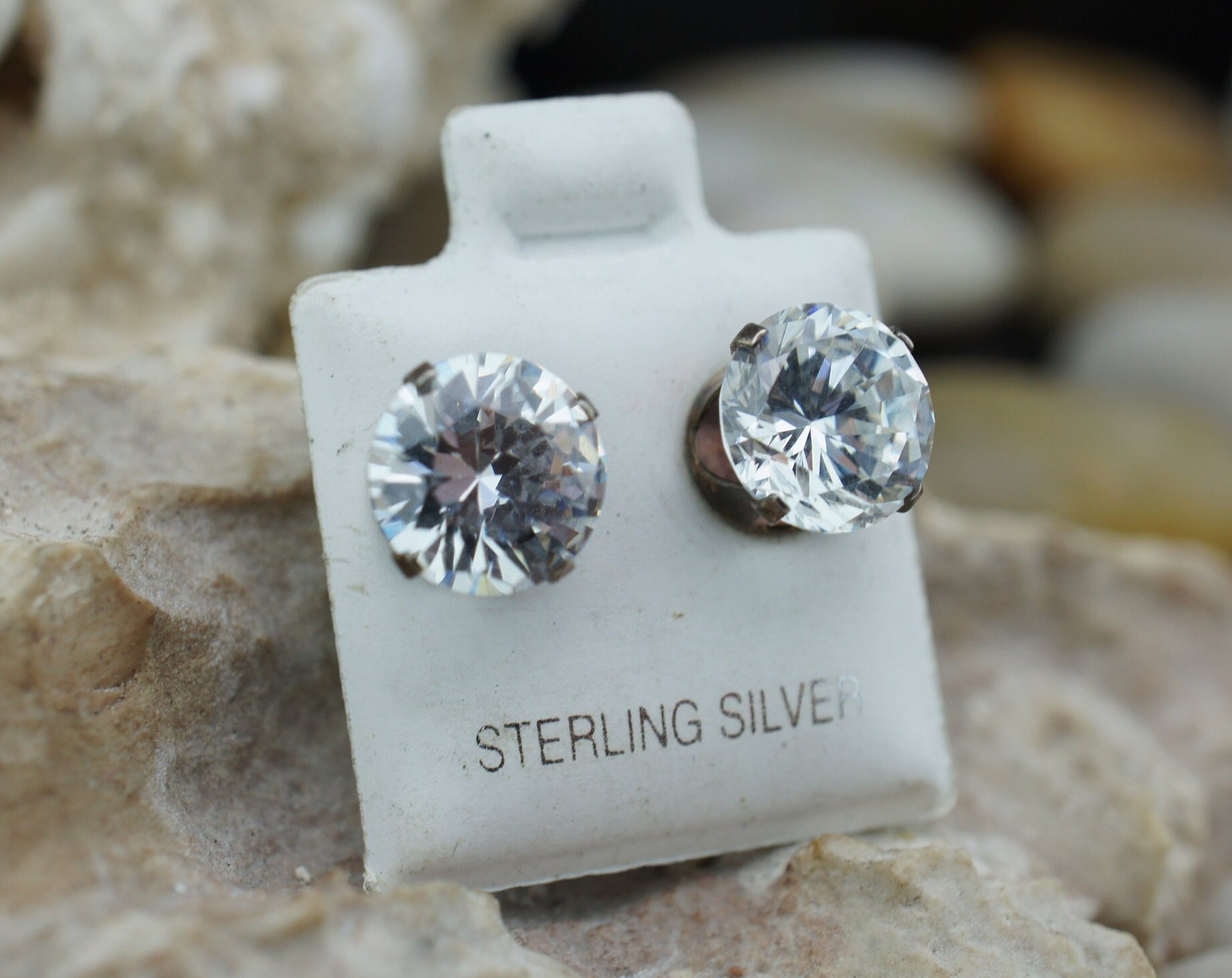 Sterlingsilber 925 Aur Aurora Boreale Art Deco Vintage Schmuck Schraube Ohrstecker Kreis Facettiert Blume Klare Steine Cz St699 von LOVNTG