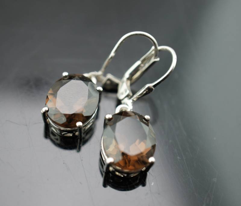 Sterlingsilber 925 Schmuck Vintage Durchbohrt Ohrstecker Tropfen Hängende Ohrringe Sts Stein Braun Ca. Handgemachte St711 von LOVNTG