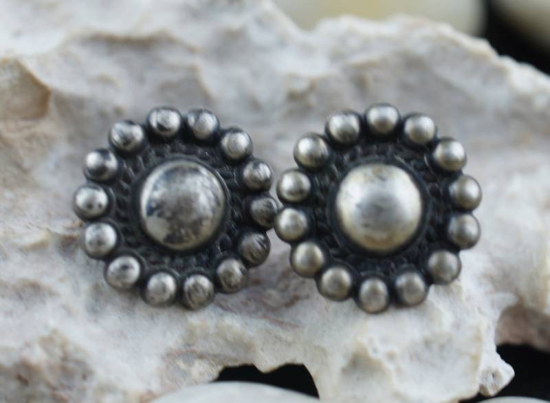 Sterlingsilber 925 Schraube Zurück Blume Kreis Scheibe Ohrringe Vintage Schmuck Art Deco Geschenk St386 von LOVNTG