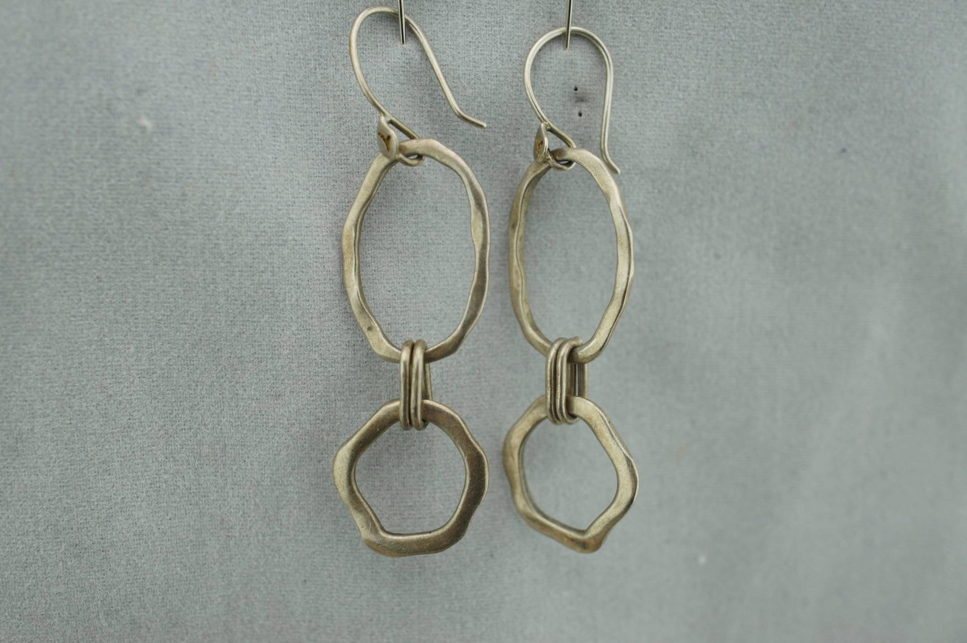 Sterlingsilber 925 Vintage Art Deco Durchbohrt Ohrstecker Creolen Kreis Oval Glatt St639 von LOVNTG