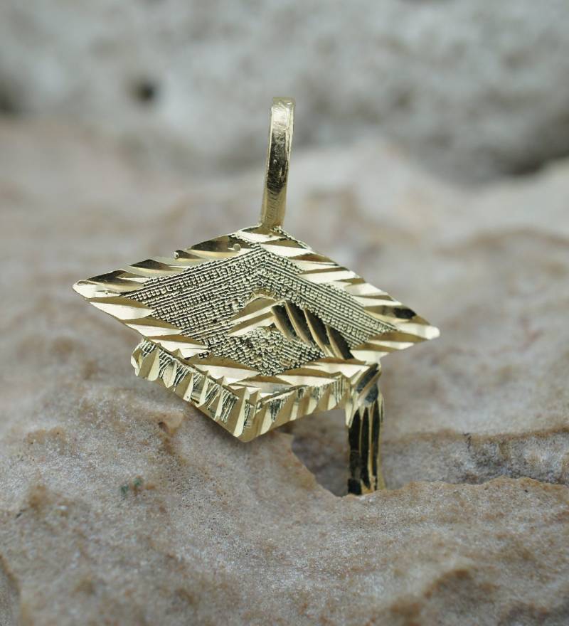 Vintage 14K Gelbgold Anhänger Schmuck Abschlusskappe Mit Quaste Topper Diamantschliff Design Art Deco S von LOVNTG