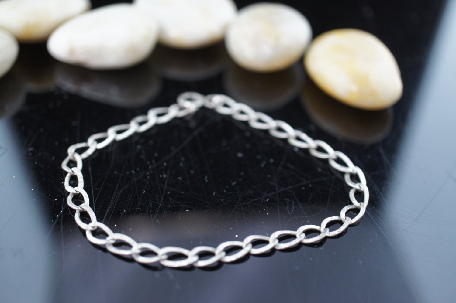 Vintage Armband Silber Ring in Kette Design Unisex Modernist Q079 von LOVNTG