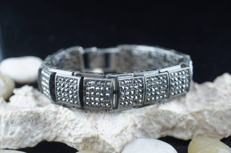 Vintage Armband Swarovski Cz Hhematit Art Deco Schmuck Circa Link Square 8 2/4'' Sa23 von LOVNTG