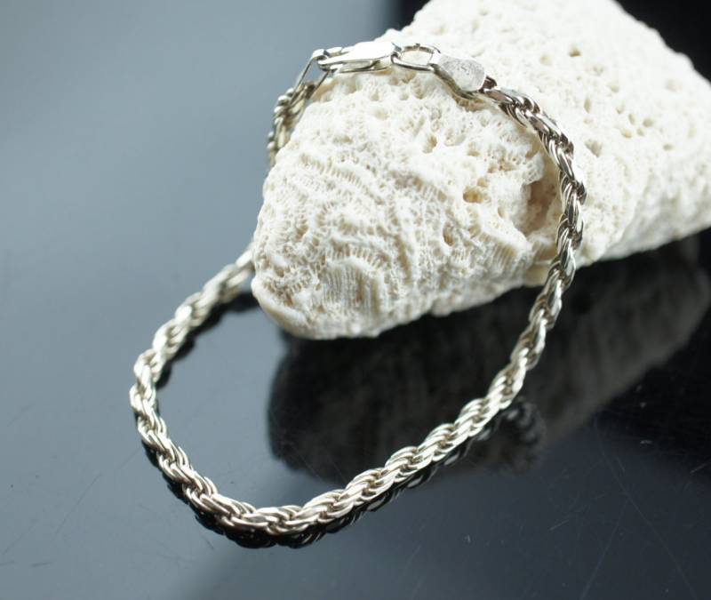 Vintage Art-Deco-Armband Sterlingsilber 925 Italien Verdreht Entwurf Armbandkette Unisex X227 von LOVNTG