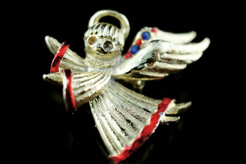 Vintage Art Deco Schmuck Bezaubernd Signiert Meesco Fliegender Engel Weihnachten Urlaub Brosche Goldton Metall Flügel Neujahr Party Geschenk D263 von LOVNTG