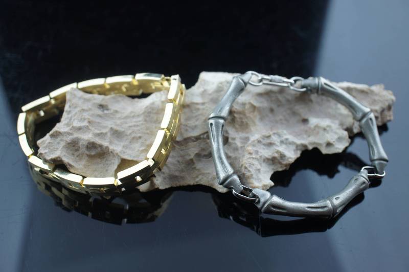 Vintage Art Deco Schmuck Herren Unisex Armband Rechteck Link Knochen Design Gold Silber Modernist Dd101 von LOVNTG